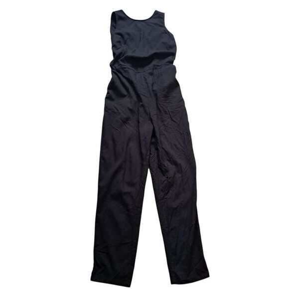 Marine Layer Tencel Blend Eloise Belted Jumpsuit Peekaboo Cutout XS Black NWT - Picture 6 of 15